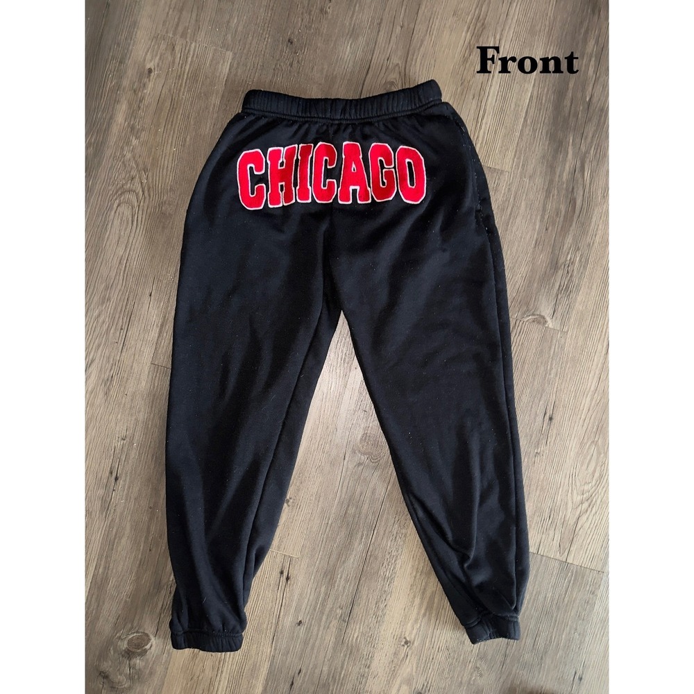 Faded Rose Essentials Chicago Graphic Sweatpants Black Red Small Joggers